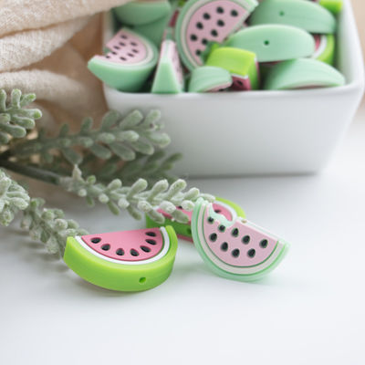 Red Watermelon Shaped Silicone Beads Soft For Baby Teething
