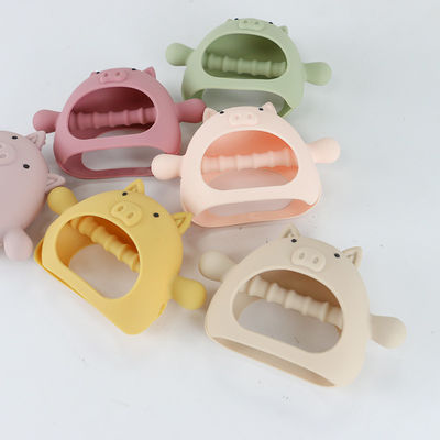 Custom Various Shapes pig shape handle grip Silicone Teether for Baby with Various Designs