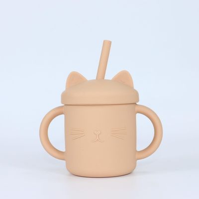 155g Silicone Drinking Cup With Printed Sippy Cup With Straw