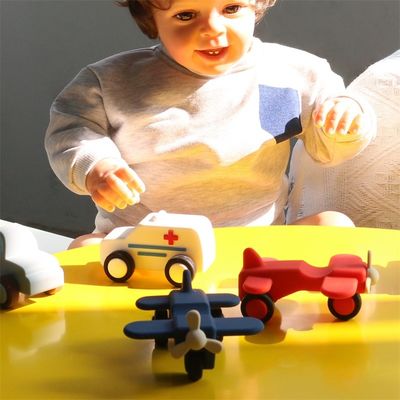 custom and wholesale  Safe Silicone Vehicle Toys set for Babies ambulance truck motorcycles runny car toys