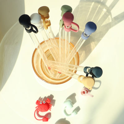 Non - Toxic Custom Made Silicone Straw Cover Toppers Hat Cap For Tumblers Straw