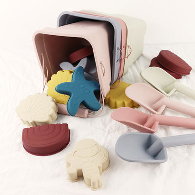 Wholesales Silicone Baby Toy Bucket Set Beach Toy Children Sand Playing Mold Shower Beach Bucket Toy