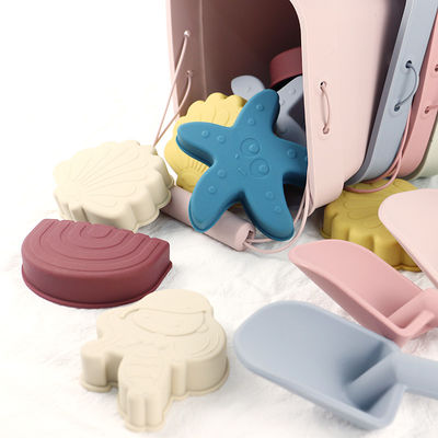 Wholesales Silicone Baby Toy Bucket Set Beach Toy Children Sand Playing Mold Shower Beach Bucket Toy