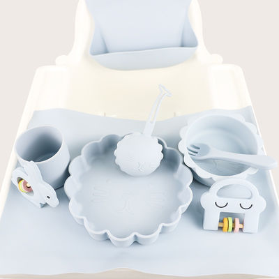 Wholesale Baby Geschirr Led Weaning Silicone Bib Spoon Bowl Spoon Bowl Plate Silicone Baby Feeding Tableware Set Product