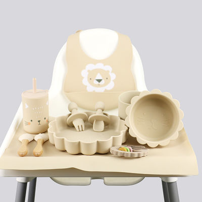 Wholesale Baby Geschirr Led Weaning Silicone Bib Spoon Bowl Spoon Bowl Plate Silicone Baby Feeding Tableware Set Product