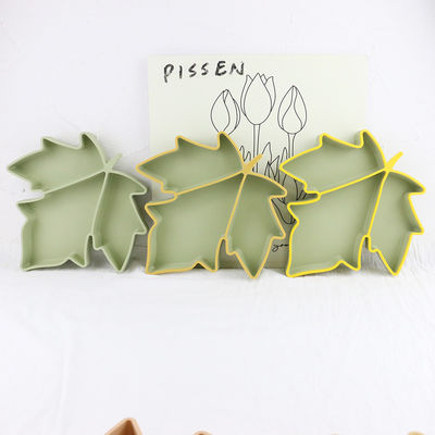Unbreakable Silicone Divided Suction Plate Colorful Maple Shape