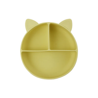 Food Grade Silicone Baby Cat Divided Plate Feeding Bowl Cartoon Fox Dishes Suction