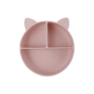 Food Grade Silicone Baby Cat Divided Plate Feeding Bowl Cartoon Fox Dishes Suction