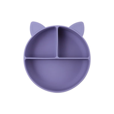 Food Grade Silicone Baby Cat Divided Plate Feeding Bowl Cartoon Fox Dishes Suction