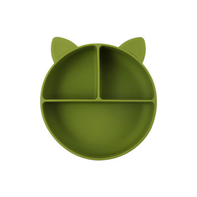 Food Grade Silicone Baby Cat Divided Plate Feeding Bowl Cartoon Fox Dishes Suction