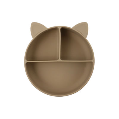 Food Grade Silicone Baby Cat Divided Plate Feeding Bowl Cartoon Fox Dishes Suction