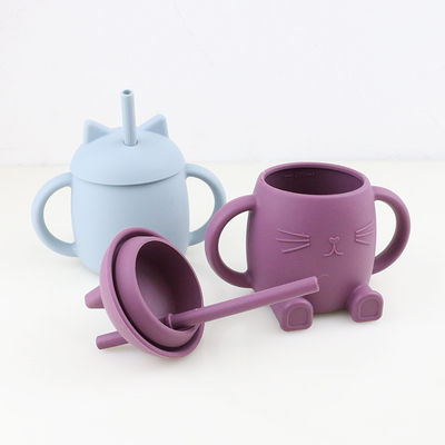 Portable Food Grade Silicone Kids Cup Non Toxic Cat Style For Infant Training