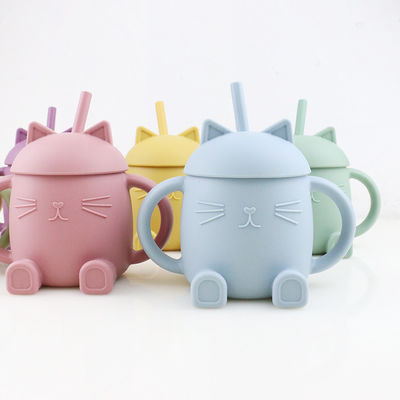 Portable Food Grade Silicone Kids Cup Non Toxic Cat Style For Infant Training