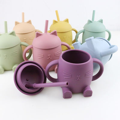 Portable Food Grade Silicone Kids Cup Non Toxic Cat Style For Infant Training