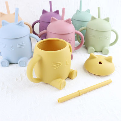 Portable Food Grade Silicone Kids Cup Non Toxic Cat Style For Infant Training