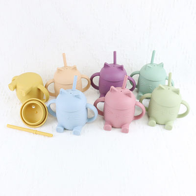 Portable Food Grade Silicone Kids Cup Non Toxic Cat Style For Infant Training