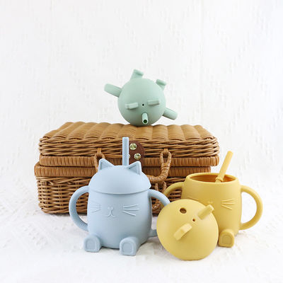 Portable Food Grade Silicone Kids Cup Non Toxic Cat Style For Infant Training