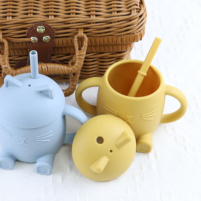 Portable Food Grade Silicone Kids Cup Non Toxic Cat Style For Infant Training