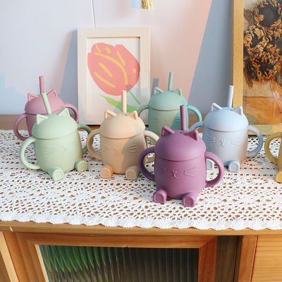 Portable Food Grade Silicone Kids Cup Non Toxic Cat Style For Infant Training