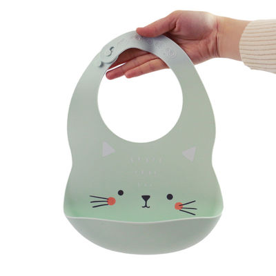 Newborn Baby Cute Silicone Bibs With Crumb Catcher Eco Friendly Material