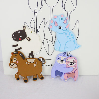 Colorful Baby Personalized Silicone Teether With Sheep Horse Dino Shape