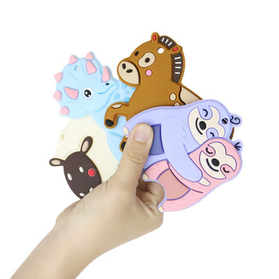 Colorful Baby Personalized Silicone Teether With Sheep Horse Dino Shape