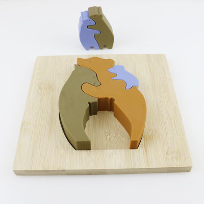 Bear Shape Children Wooden Toys Jigsaw For Montessori Learning