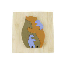 Bear Shape Children Wooden Toys Jigsaw For Montessori Learning