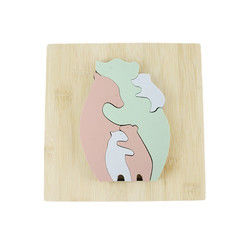 Bear Shape Children Wooden Toys Jigsaw For Montessori Learning