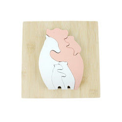 Bear Shape Children Wooden Toys Jigsaw For Montessori Learning