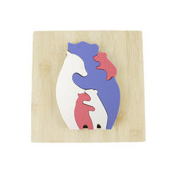 Bear Shape Children Wooden Toys Jigsaw For Montessori Learning