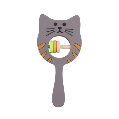 Kitty Shape Food Grade Silicone Rattle Teether For Baby Toddler
