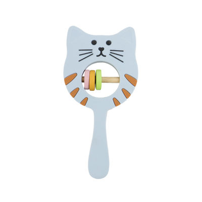 Kitty Shape Food Grade Silicone Rattle Teether For Baby Toddler