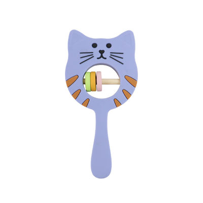 Kitty Shape Food Grade Silicone Rattle Teether For Baby Toddler
