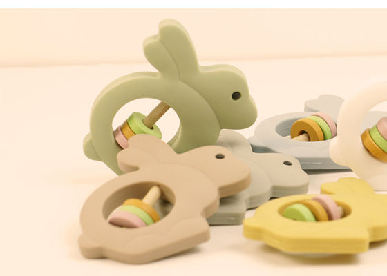 Eco Friendly Silicone Baby Toys Rattle Rabbit Shape For Toddler