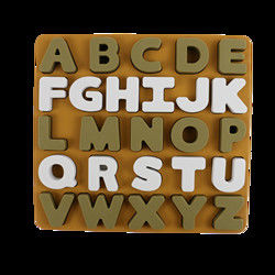 Food Grade Kids Silicone Puzzle With Letters Alphabet Shape