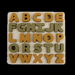 Food Grade Kids Silicone Puzzle With Letters Alphabet Shape