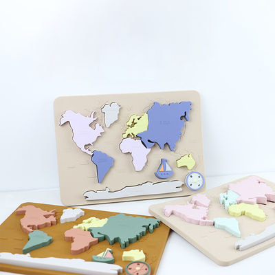 Silicone World Map Personalized Baby Puzzle For Toddlers Montessori Educational