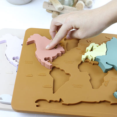 Silicone World Map Personalized Baby Puzzle For Toddlers Montessori Educational