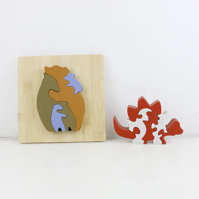 Customize Silicone Puzzle , 3D Infant Jigsaw Puzzles With Wooden Bamboo Base