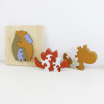 Customize Silicone Puzzle , 3D Infant Jigsaw Puzzles With Wooden Bamboo Base