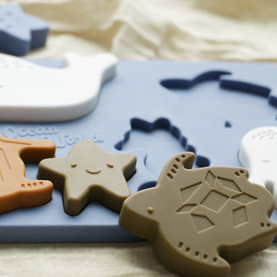 Sea Ocean Animals Silicone Puzzle , Educational Montessori Baby Puzzle