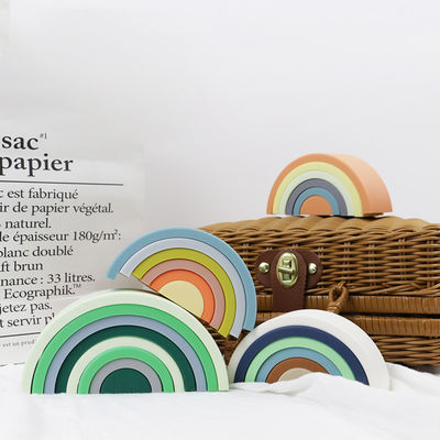 Customized Soft Silicone Toys Rainbow Stacking For Baby Educational
