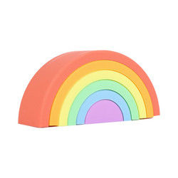 Customized Soft Silicone Toys Rainbow Stacking For Baby Educational