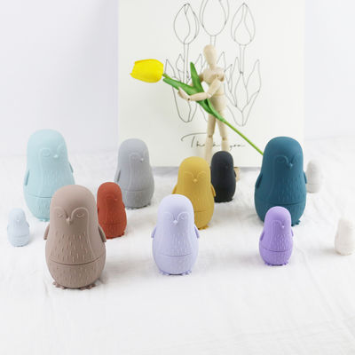 chewing silicone Penguin silicone stacking toy  Baby Silicone Toys Stacking For Toddler Bathing Play