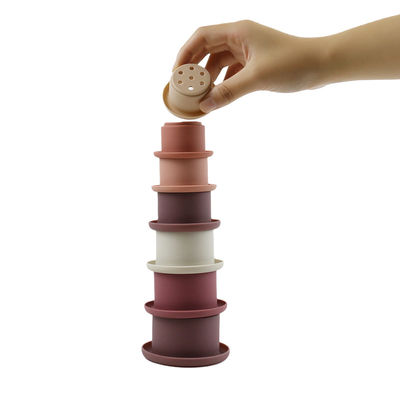 Educational Silicone Stacking Cups For Teething Building Blocks