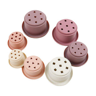 Educational Silicone Stacking Cups For Teething Building Blocks