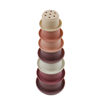 Educational Silicone Stacking Cups For Teething Building Blocks