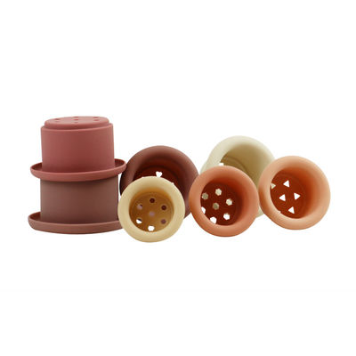 Educational Silicone Stacking Cups For Teething Building Blocks
