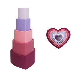 Toddler Educational Silicone Stacking Blocks With Star Heart Flower Shape